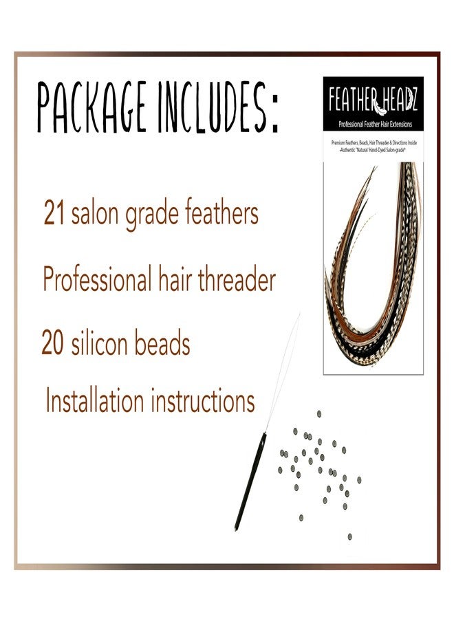 Feather Headz 21 Natural Color Hair Extensions – 9”–14” Long – DIY Rooster Kit with 20 Micro-Link Beads – 100% Real Feathers – Eye-Catching Boho Style - Image 2